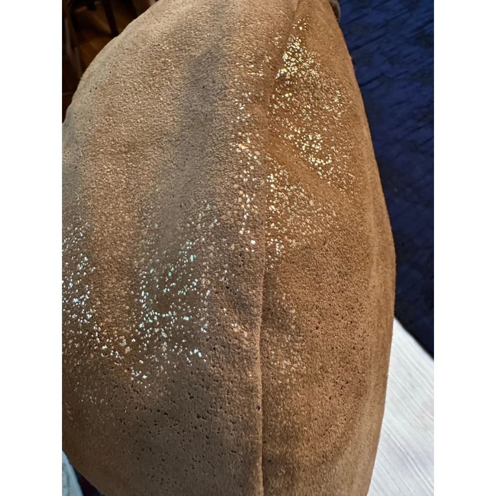 Jimmy Choo Gold Suede Metallic Hobo Bag